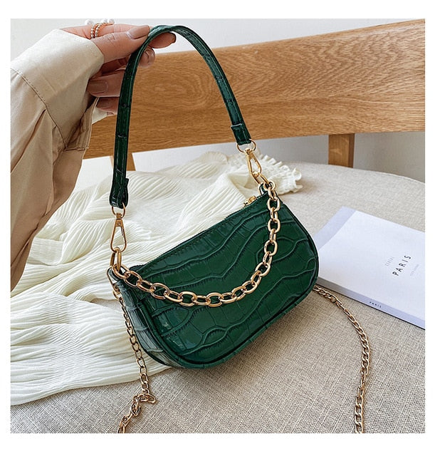 Mini Croc Chain Messenger Bag