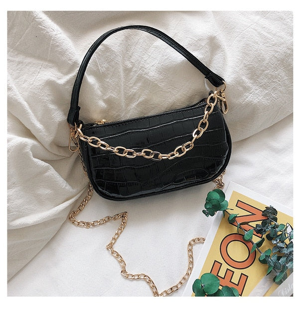 Mini Croc Chain Messenger Bag