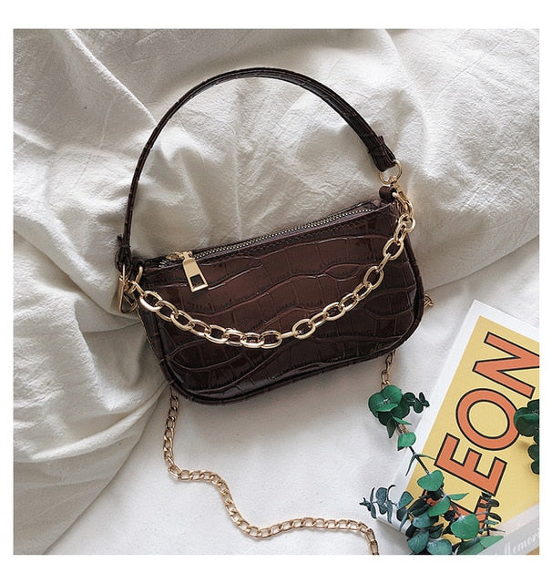 Mini Croc Chain Messenger Bag