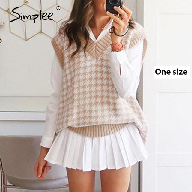 Houndstooth Geometric Knit Sweater